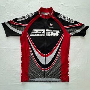 FSA Full Speed Ahead Men's XL Red Black Full-Zip Cycling Jersey Made in Italy